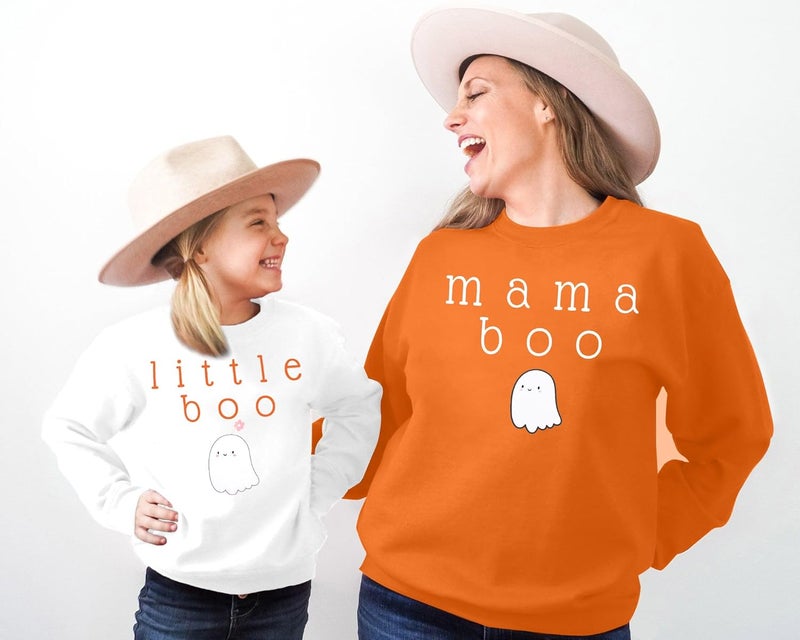 JinTing Mommy and Me Matching Outfits Halloween Little Boo Sweatshirt Spooky Mama Long Sleeve Shirt Tops - Image 4